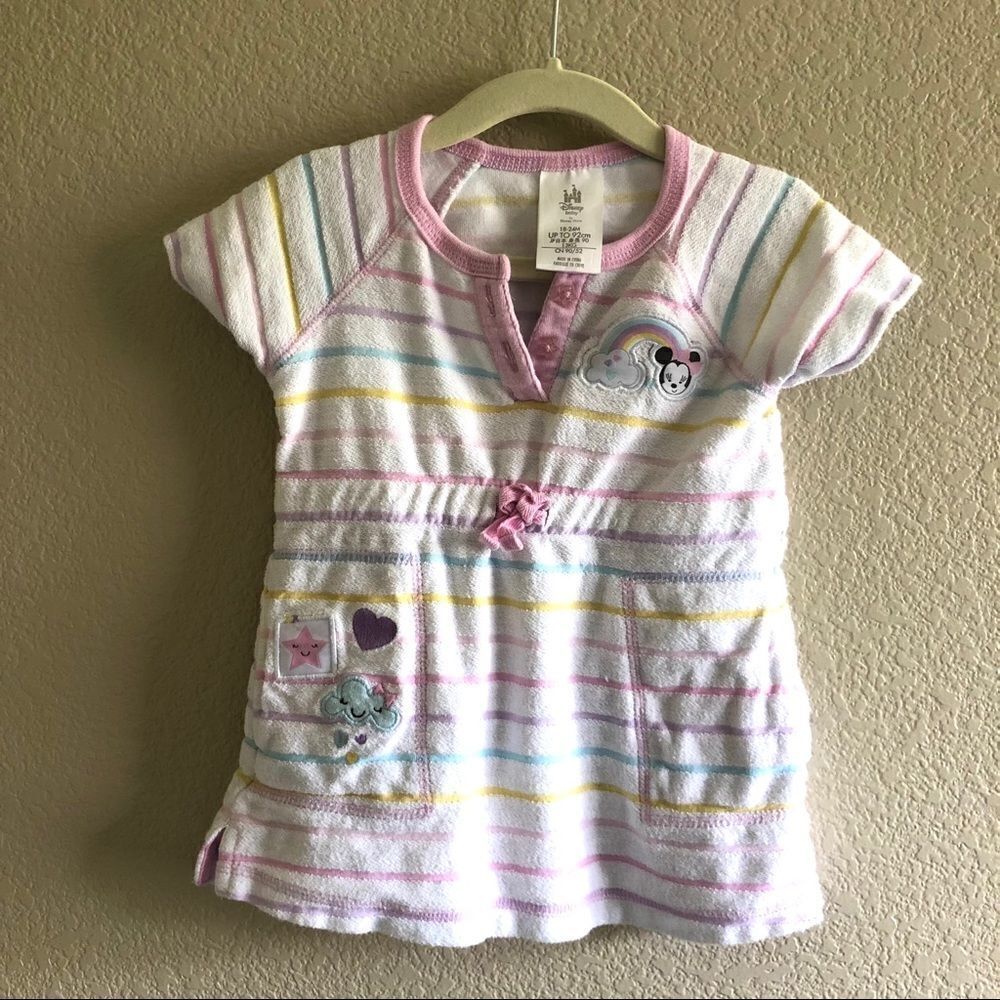Disney Minnie Mouse Terry Cloth Swim Coverup Toddler Girls 18-24 Months EUC